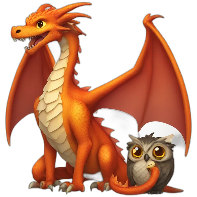 Dragon eating a owl emoji