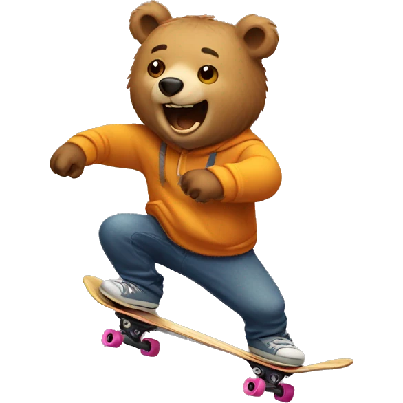a bear skateboarding in the mountain  emoji