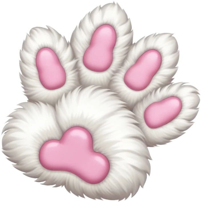 white cat fluffy paw, from the bottom, cute, kawaii emoji