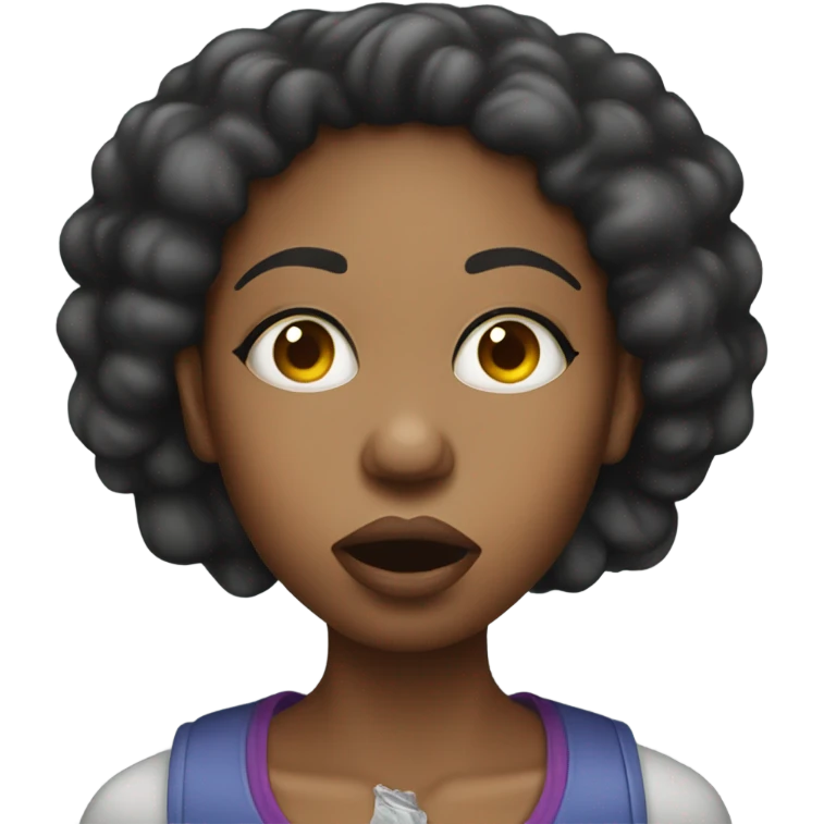 a light skin black woman blowing a gum emoji