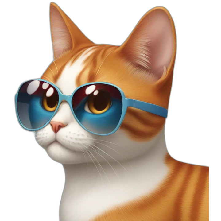 cat whit sunglasses and heels and red hair on top and blue paws emoji