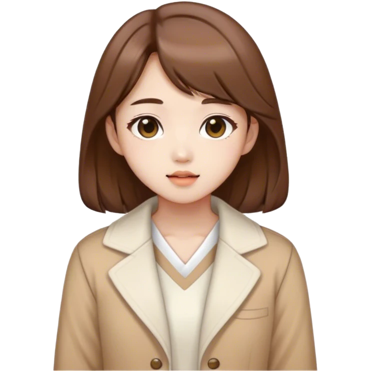 lesseo member ive korean idol brown hair wearing cute brown white adorable clothes emoji