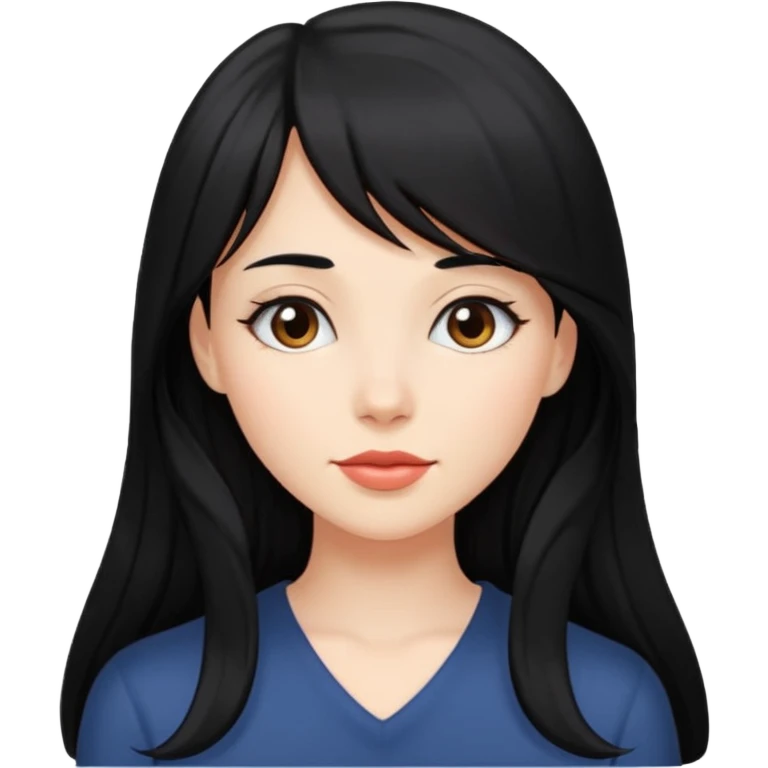 beautiful woman with long black hair and side bangs emoji