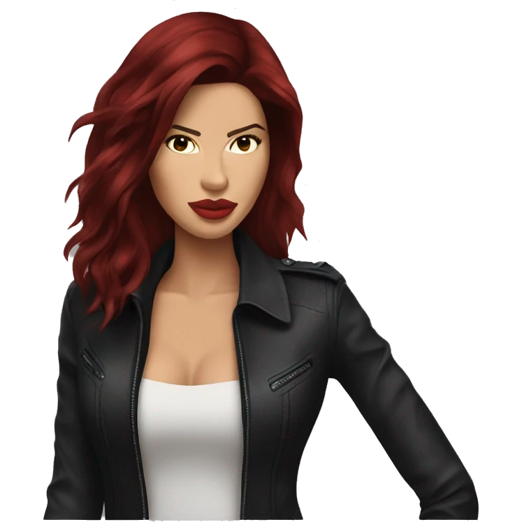 Adriana Lima with dark red hair emoji