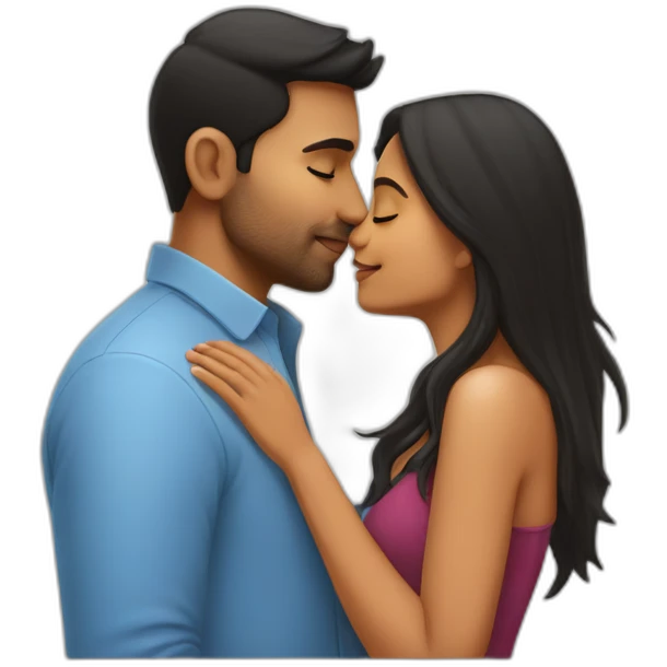 short Indian girlfriend kissing her caucasian boyfriend emoji
