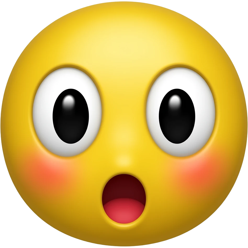 노란얼굴의 놀란 동공 붉은색 홍조를 하고 있는 이모티콘 emoji