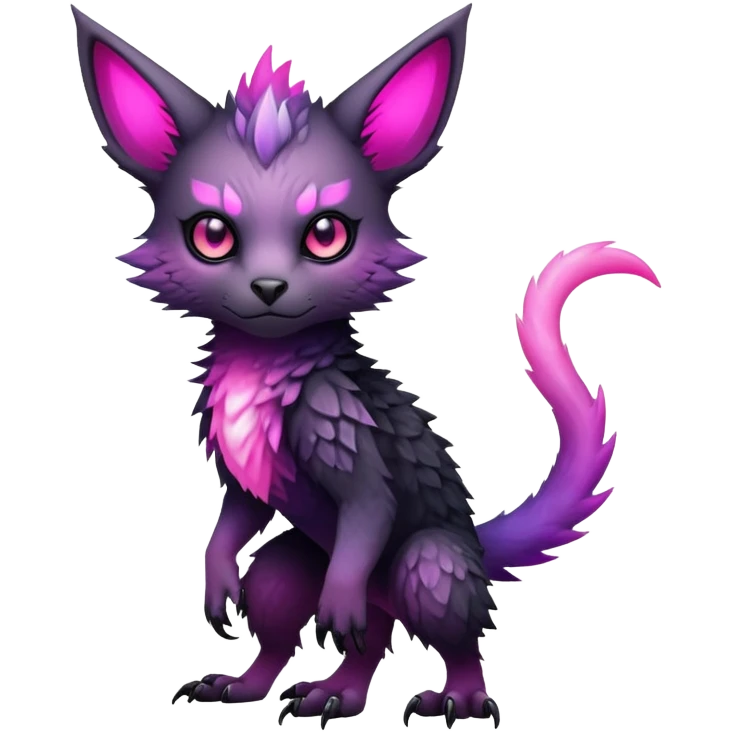 Cool Edgy Black-pink-purple-gradient badass Trico-animal-creature full bodyd emoji