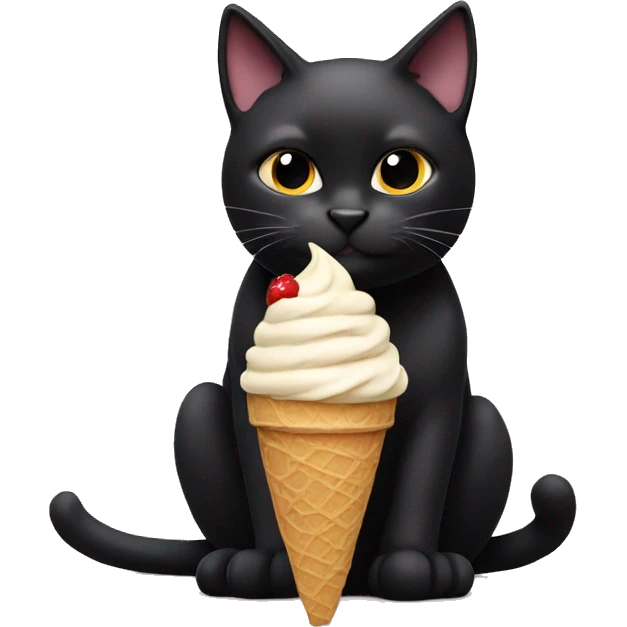 a black cat eating ice cream emoji