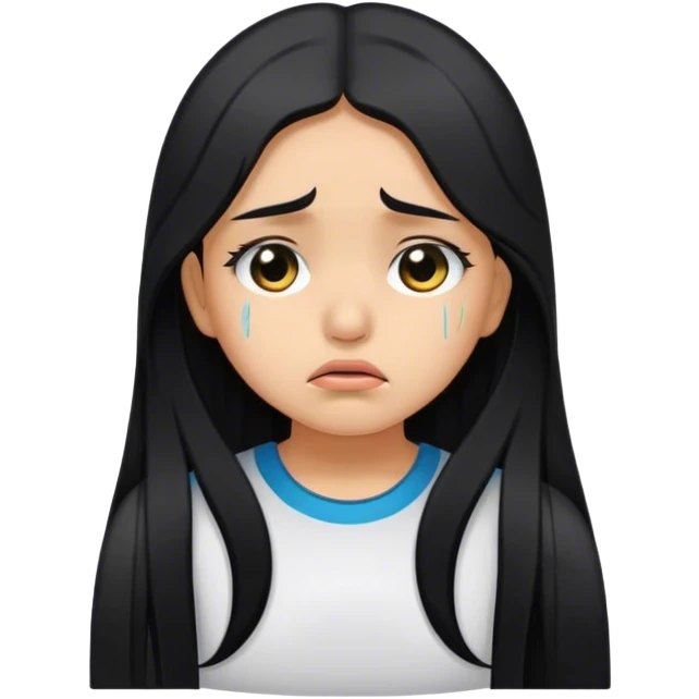 Sad hispanic girl long black hair emoji