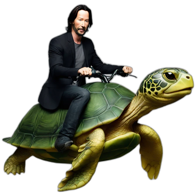keanu reeves riding a turtle emoji