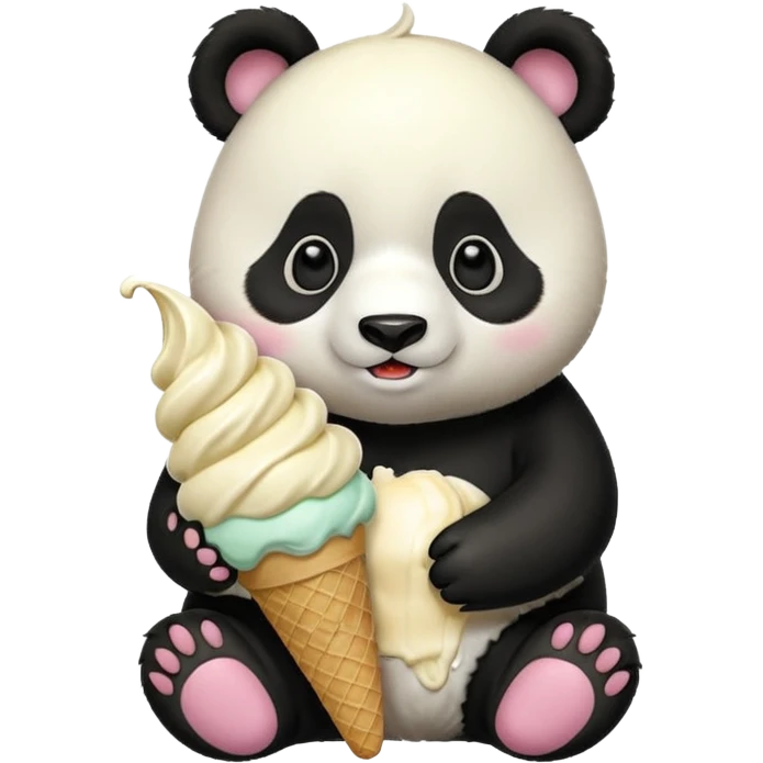 Panda eating ice cream emoji