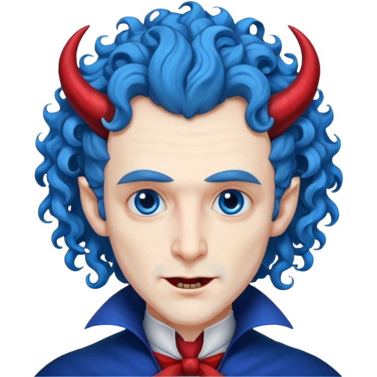 BLUE CURLY HAIRED  DRACULA WITH HORNS emoji