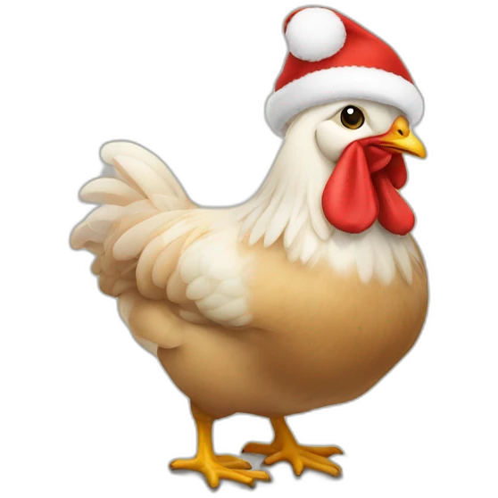 poule avec un bonnet de noël emoji