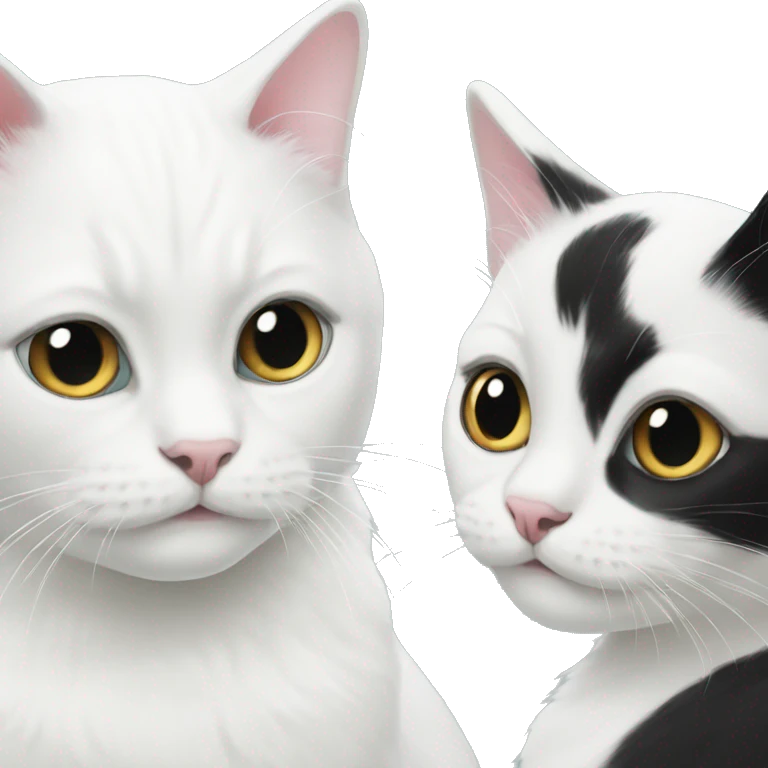 2 white cats and 1 black-white cat  emoji