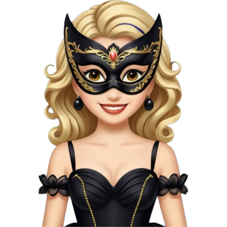 Black ball gown festival masquerade mask emoji