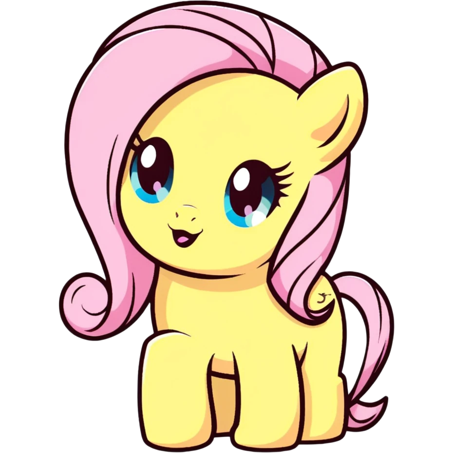 cute cartoon sticker of Fluttershy in pastel colors emoji