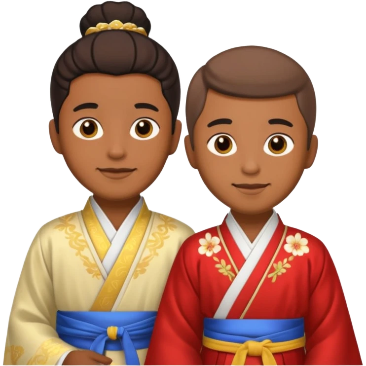 gay happy brown skin couple in hanfu emoji