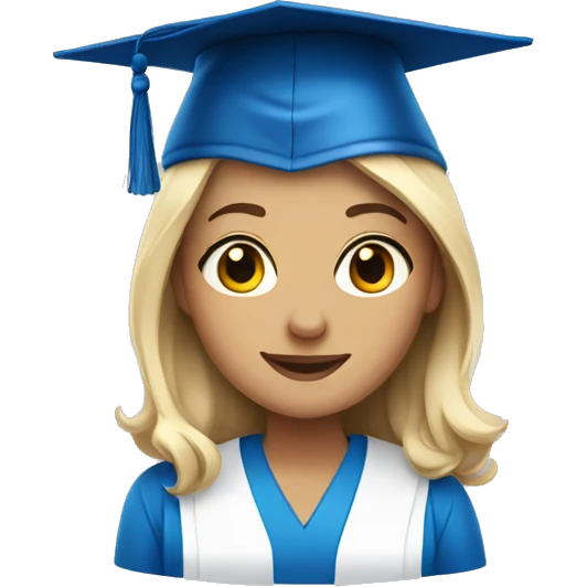 Graduating in a blue white dress emoji