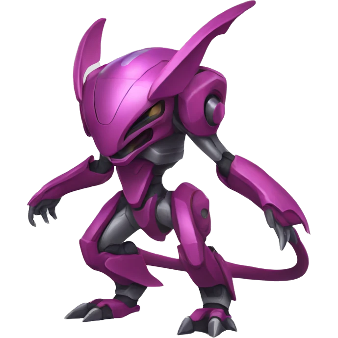 a Genesect-Raptor-Fakémon—hybrid with a futuristic visor-helmet full body emoji