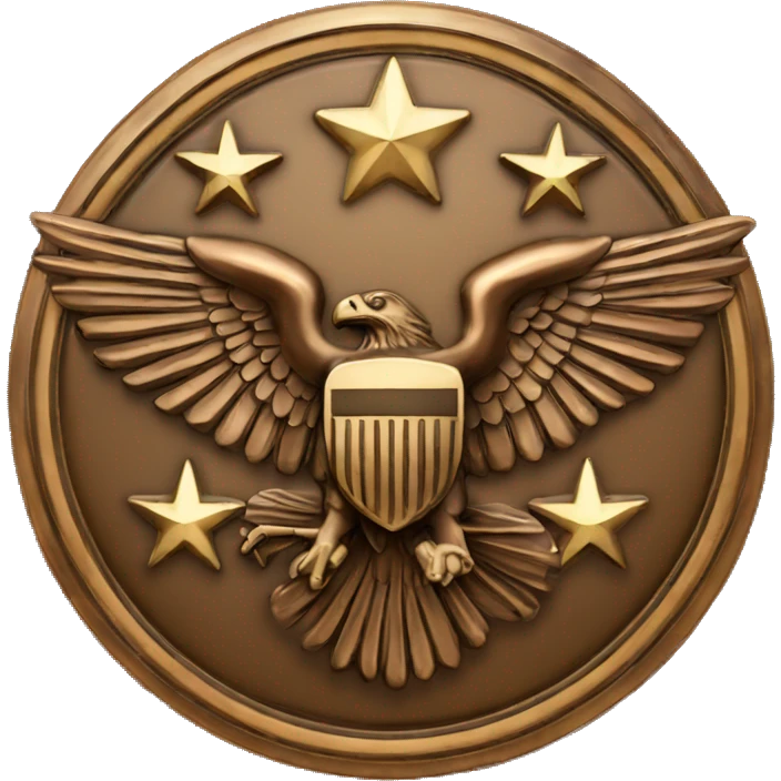 Bronze military badge with stars and an eagle emoji