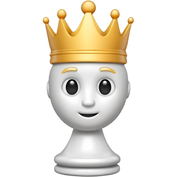 3D emoji style chess piece, cute glossy white king chess icon, soft rounded shapes, big expressive cartoon eyes, smooth plastic texture, vibrant colors, studio lighting, centered composition, transparent background, high resolution, minimal, modern emoji design, soft shadow, ultra detailed, 4k emoji