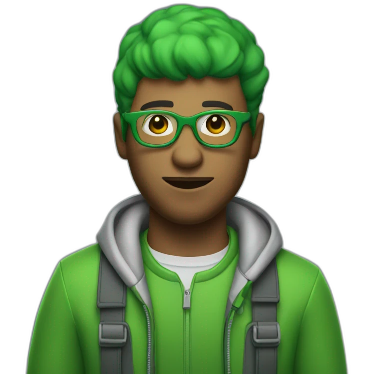 Feid the singer with his green outfit and glasses emoji