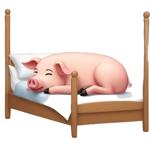 a pig sleeping on her bed emoji