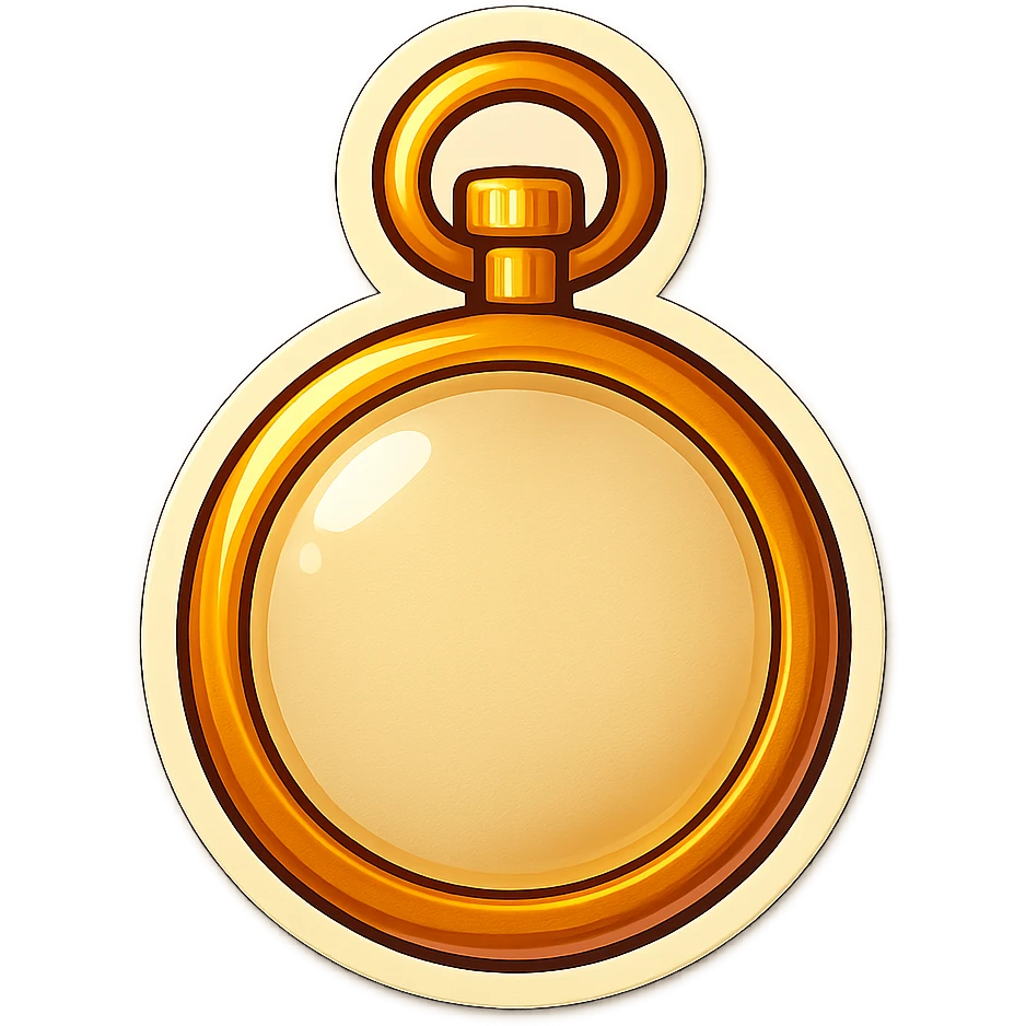 Edit the antique pocket watch to have an empty face with no hands or numbers, featuring a light colored watch face in a retro sticker style, high resolution. emoji