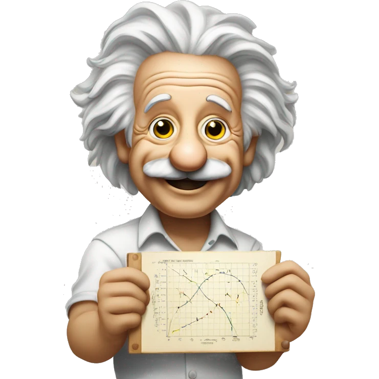 happy albert einstein holds chart board in his hand emoji