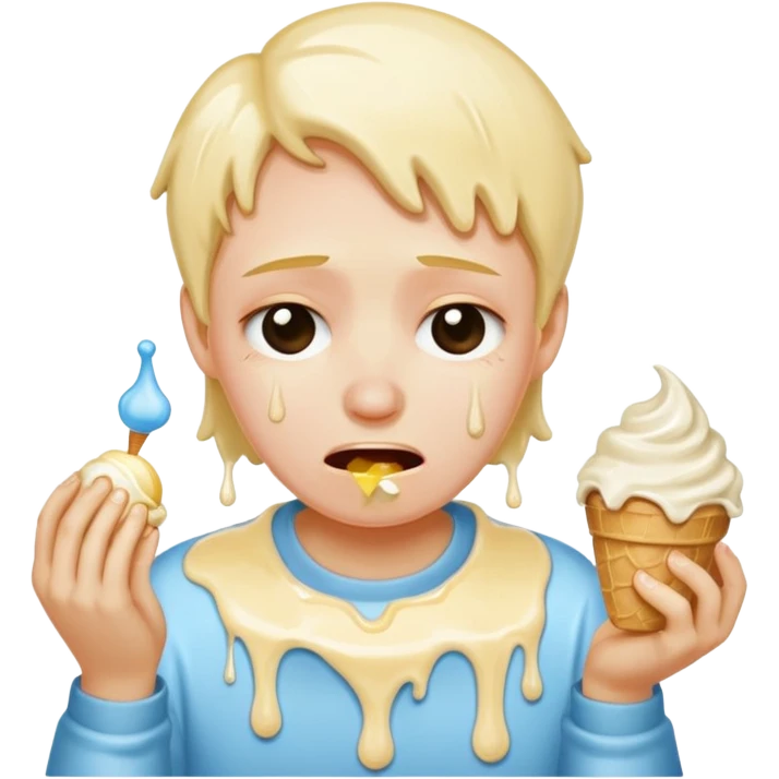 A person with 15 IQ crying over an ice cream emoji