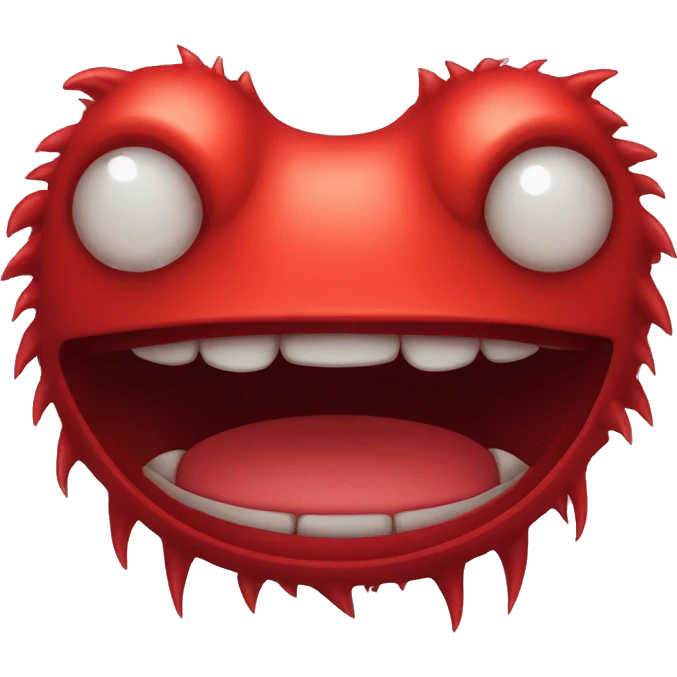 A round red monster with one eye smiling emoji