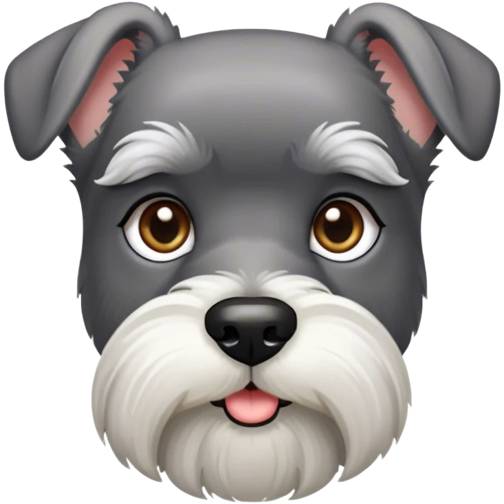 Cinematic Noble Miniature Schnauzer Portrait Emoji, Standing with a proud and stately demeanor, showcasing a sharply defined, salt-and-pepper fur with distinguished eyebrows and a confident, alert expression, simplified yet exquisitely detailed, glowing with a refined, dignified radiance, high shine, exuding intelligence and classic noble charm, soft glowing outline, capturing the essence of a noble Miniature Schnauzer that commands attention with effortless style! emoji