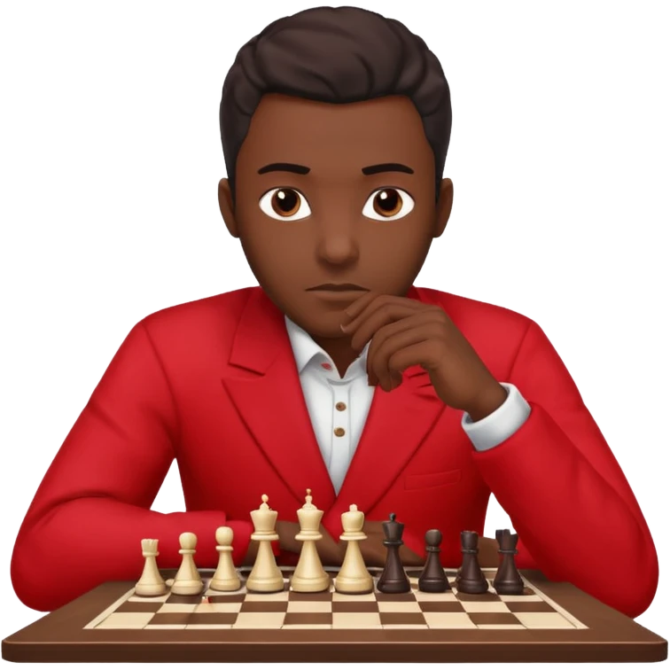 black man chess players in red outfits emoji