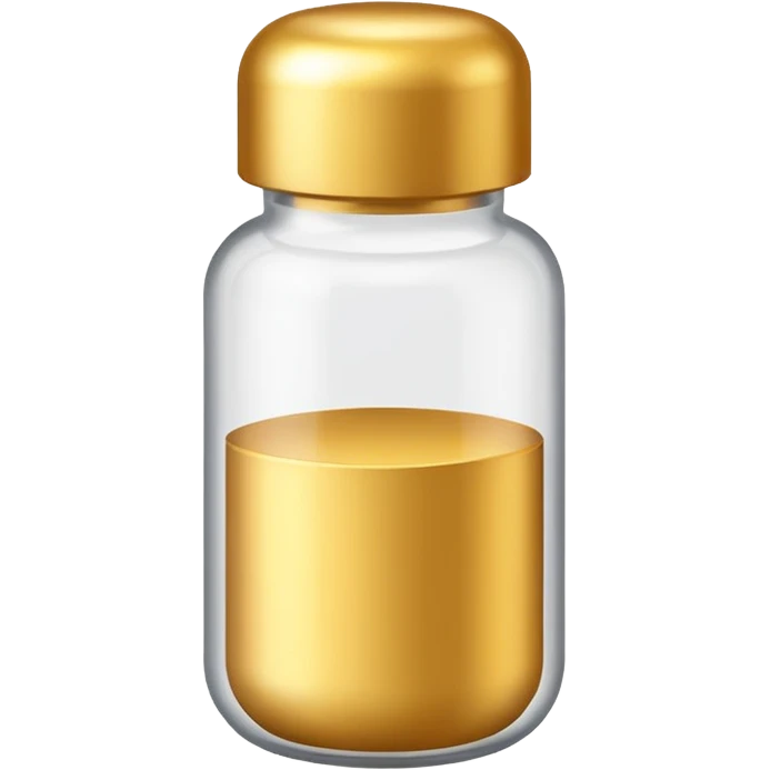 gold pill bottle and white emoji