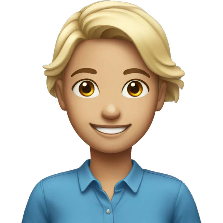 smiling girl in blue shirt emoji