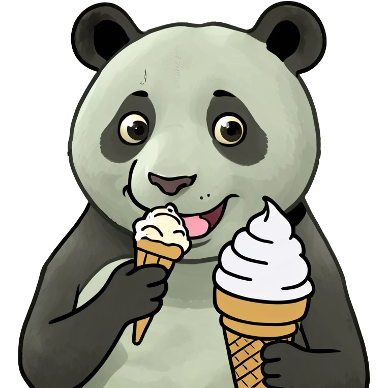Panda eating ice cream emoji