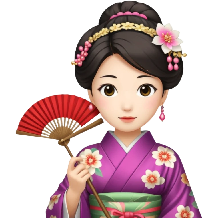Japanese Kimono princess with fan emoji