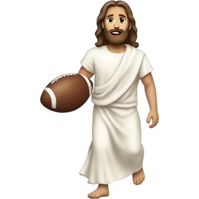 Jesus carrying a football emoji
