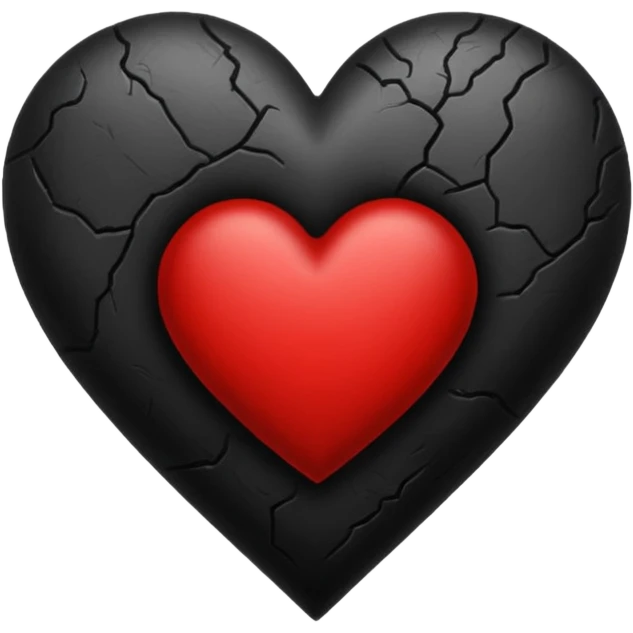 Black and red heart tattoo style emoji