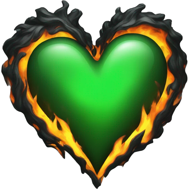 Black flame green Heart emoji