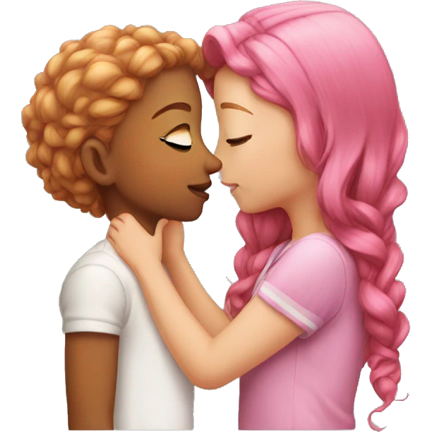 girl with hazel hair kissing girl with pink hair emoji