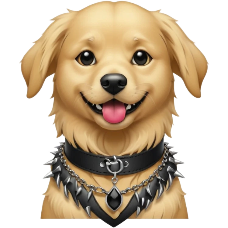 golden retriever dog wearing goth accessories emoji