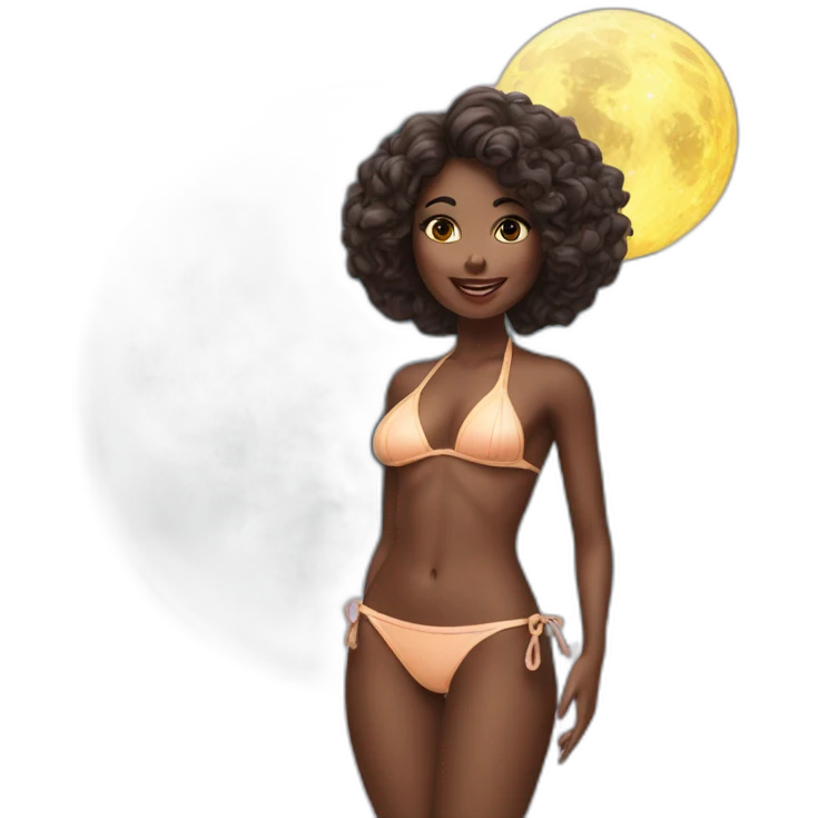 Bikini girl on the moon emoji