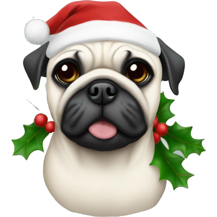 White pug Christmas  emoji