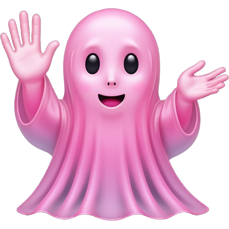Pink ghost waving softly emoji