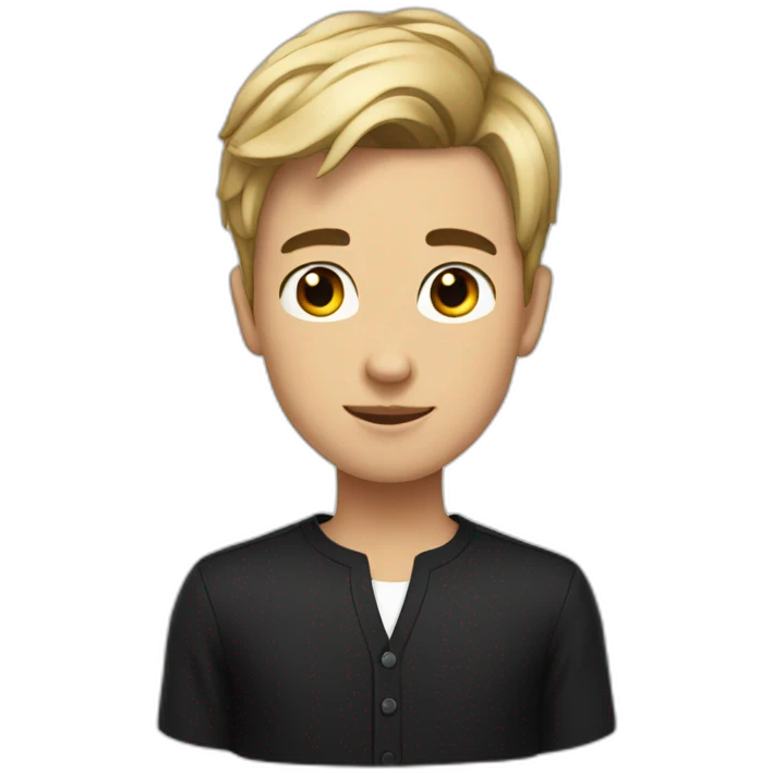 Boy with black hair and rich style emoji