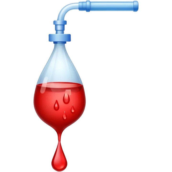 IV bag with blood and a drop at the tip emoji