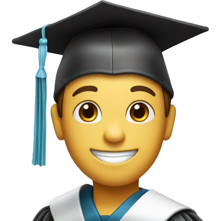 a happy boy wearing graduation cap while holding a diploma in his right hand  emoji