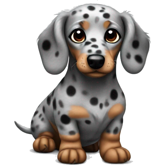 Fluffy dachshund grey with black dots emoji