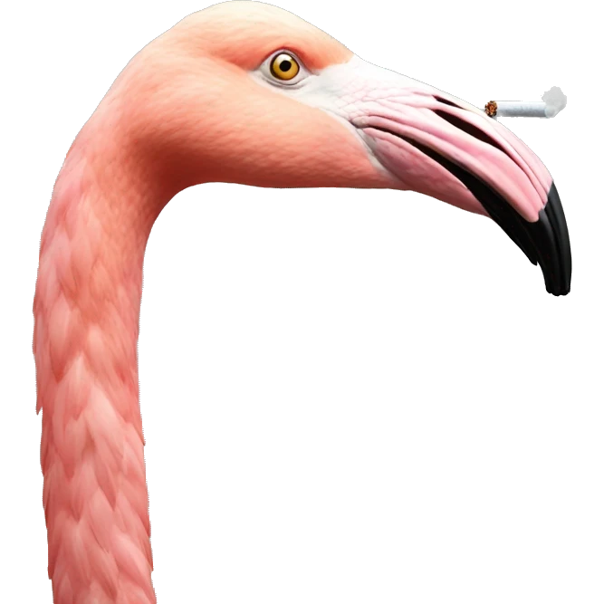 a flamingo smoking a cigarette emoji